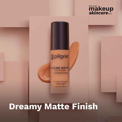 Pilgrim Dream Matte Serum Foundation With Matte &amp; Poreless All Day Coverage Lightweight - Rich Caramel