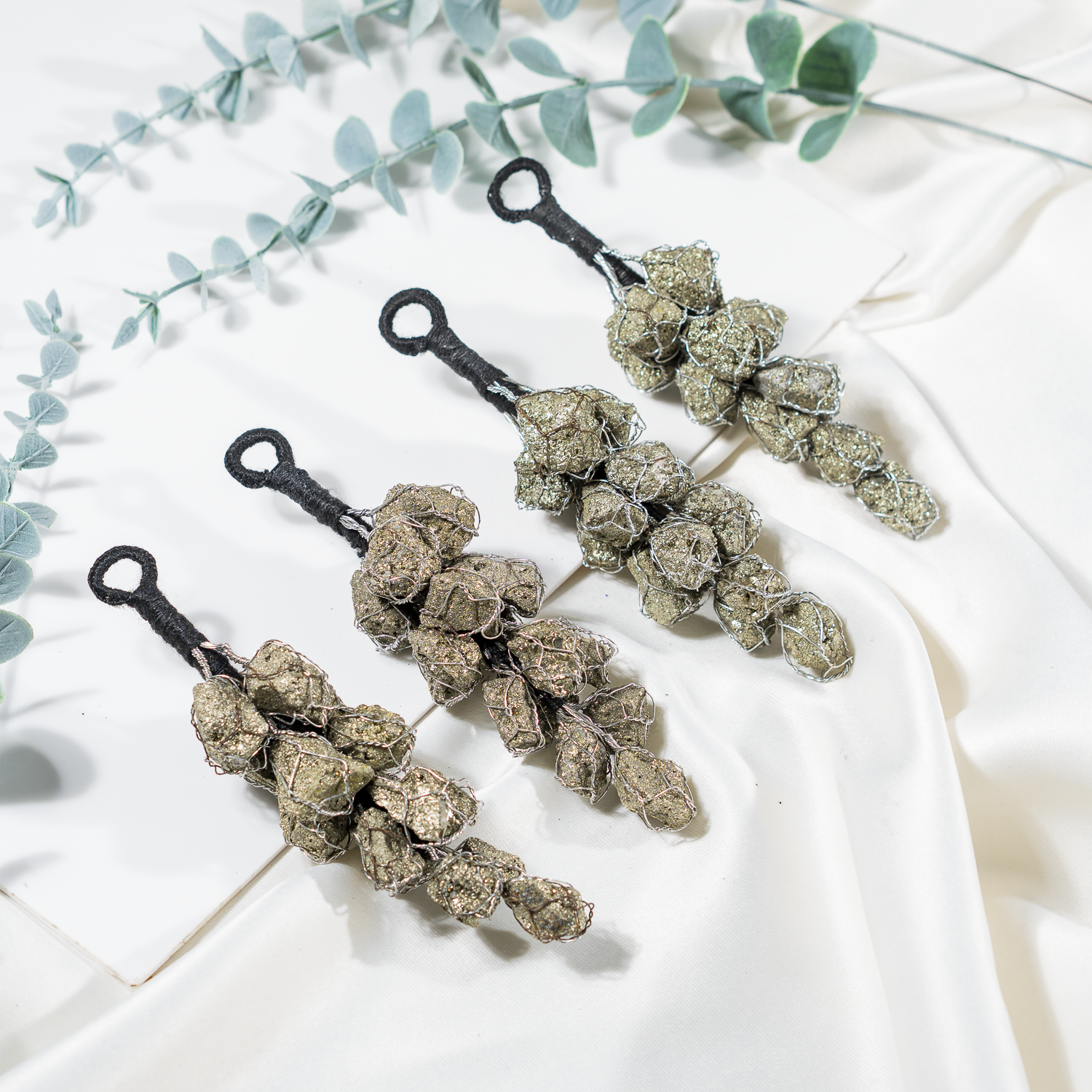 Raw Pyrite Cluster Crystal Hanger | Car Accessories  DestGlow