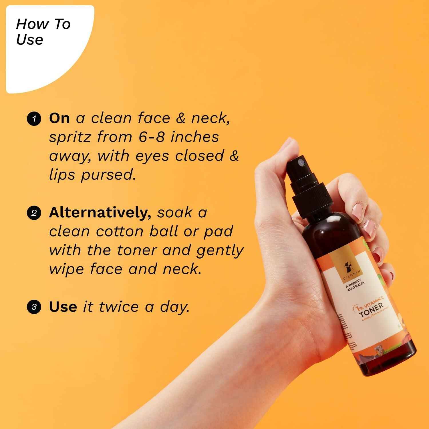 Pilgrim Australian 1% Vitamin C Toner with Kakadu Plum &amp; Lime Pearl For Glowing Skin, Open Pores Tightening &amp; Refining