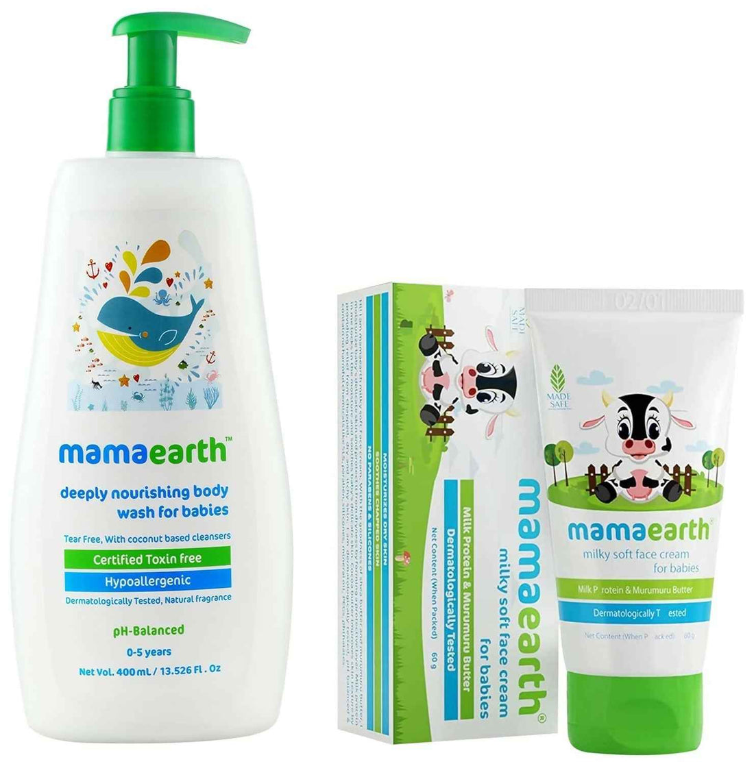 Mamaearth Milky Soft Natural Baby Face Cream &amp; Deeply Nourishing Natural Baby wash