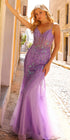 Nox Anabel Q1358 Long Fitted Sleeveless Sequin Applique Mermaid Tulle Dress by DiscountDressShop