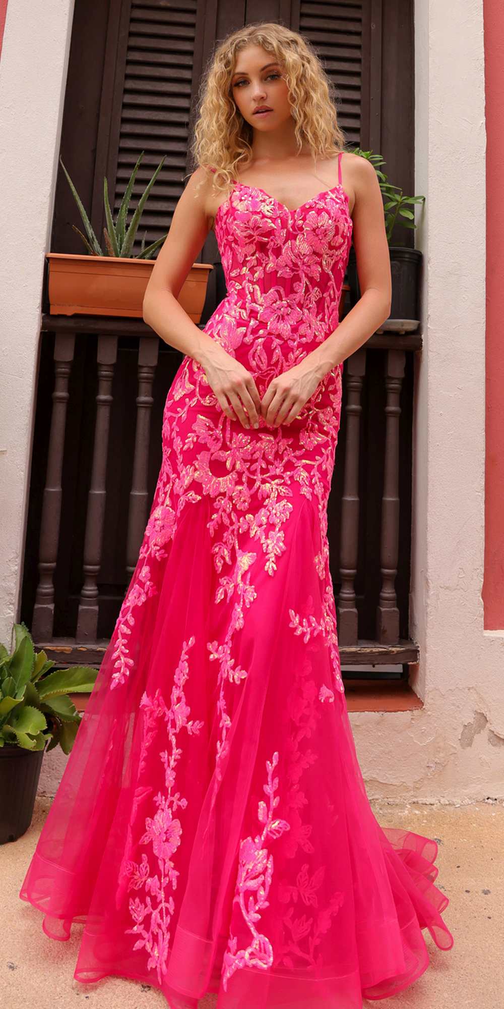 Nox Anabel Q1390 Long Fitted Sequin Applique Trumpet Skirt Gown by DiscountDressShop