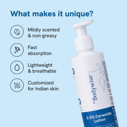 BeBodywise 0.5% Ceramide Body Lotion with Hyaluronic Acid - Prevents Dryness &amp; Repairs Skin Barrier