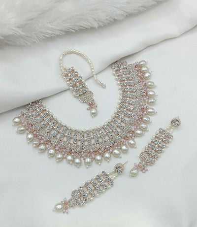 Joban Fashion White Stone Work Necklace Set