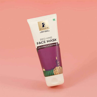 Pilgrim Anti Ageing Red Vine Face Mask with Mulberry Extracts &amp; Rosehip Oil For Glowing Skin, De-Tan, Dark Spots, Blackheads Removal