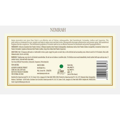 Kama Ayurveda Nimrah Anti Acne Face Pack