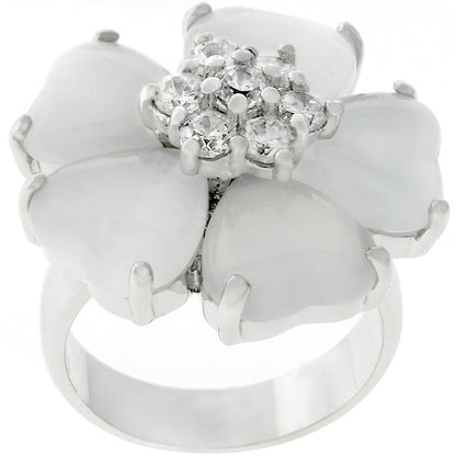 Avera Floral Nouveau Ring in Polished Sterling Silver