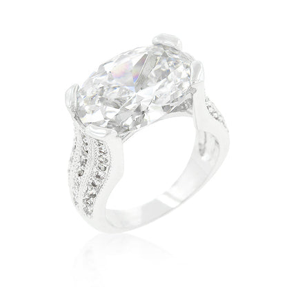 Avera Oval Triplet Cubic Zirconia Ring in Sterling Silver