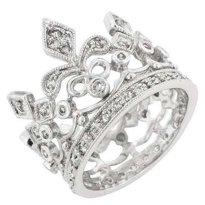 Avera Cubic Zirconia Crown Eternity Ring in Sterling Silver