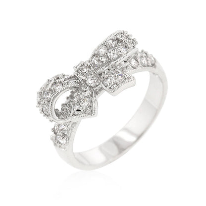 Avera Ribbon Shoelace Fashion Ring in Silver Tone