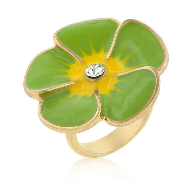 Large Flower Cubic Zirconia Cocktail Ring