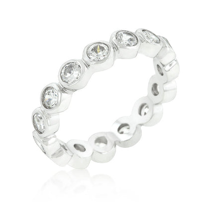 Avera Linked Bezel Eternity Band in Polished Silver