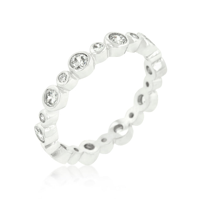 Alternating Bezel Linked Cubic Zirconia Eternity Band 