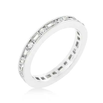Avera Alternating Cubic Zirconia Eternity Band in Silver