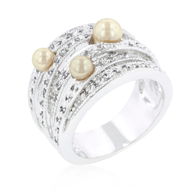 Avera Ribbon Shoelace Fashion Ring in Silver Tone