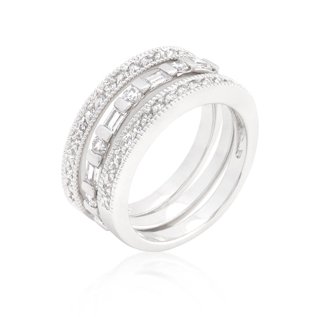 Simple Cubic Zirconia Ring Set 