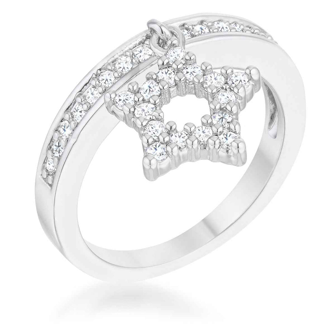Star 0.25ct CZ Simple Holiday Charm Band Ring