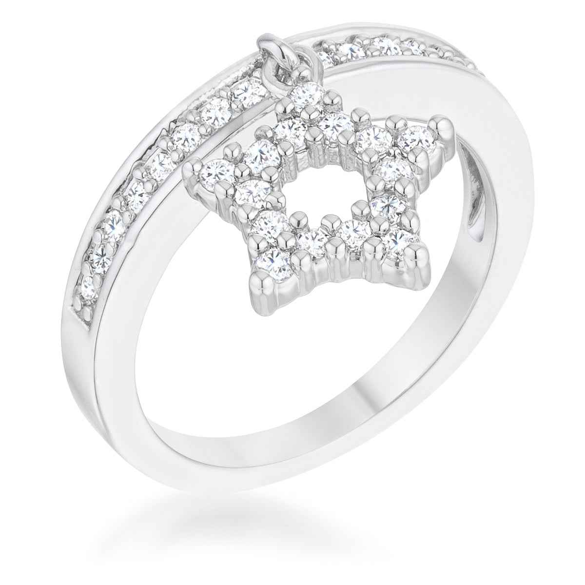 Star 0.25ct CZ Simple Holiday Charm Band Ring