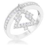Christmas Tree 0.3ct CZ Holiday Charm Ring