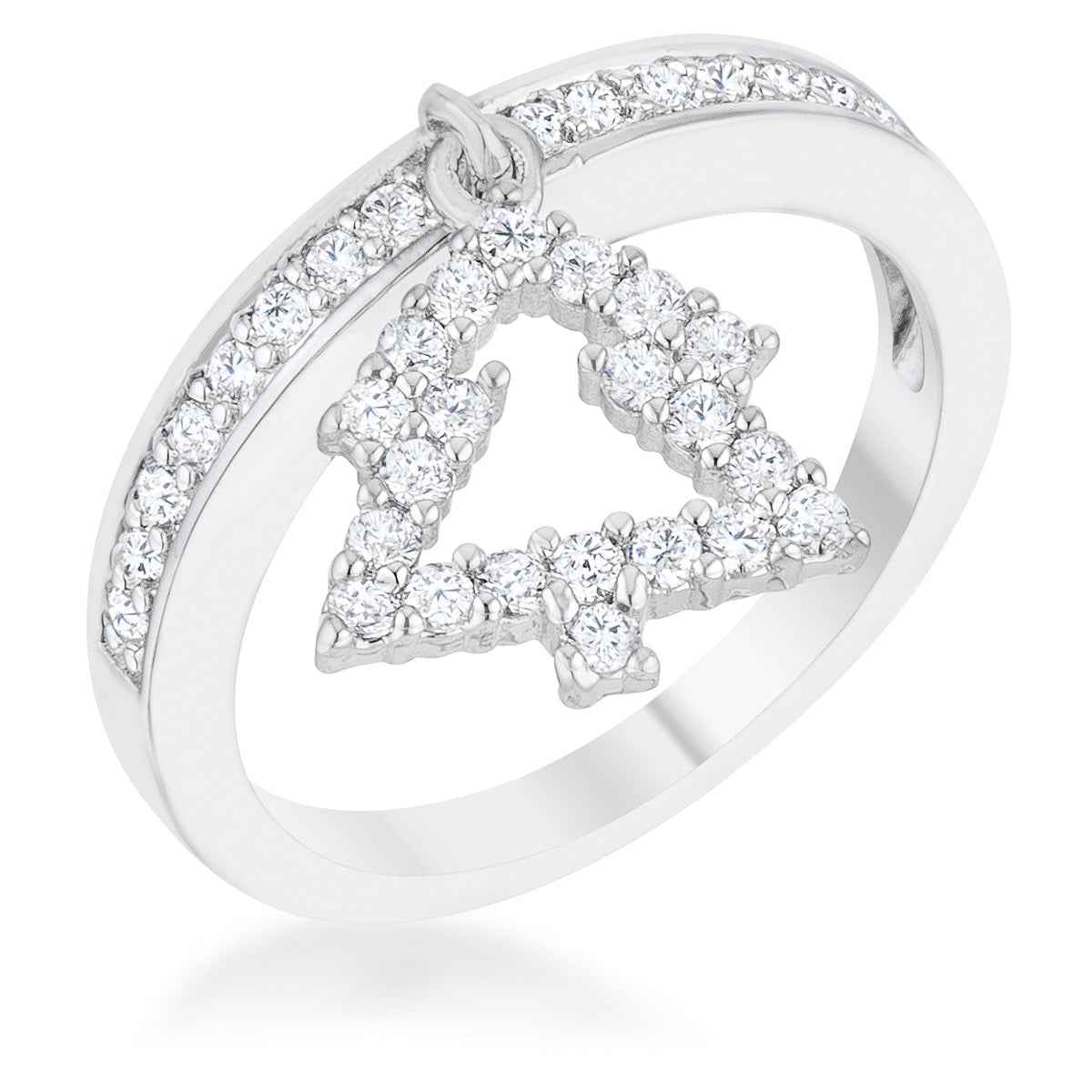 Christmas Tree 0.3ct CZ Holiday Charm Ring