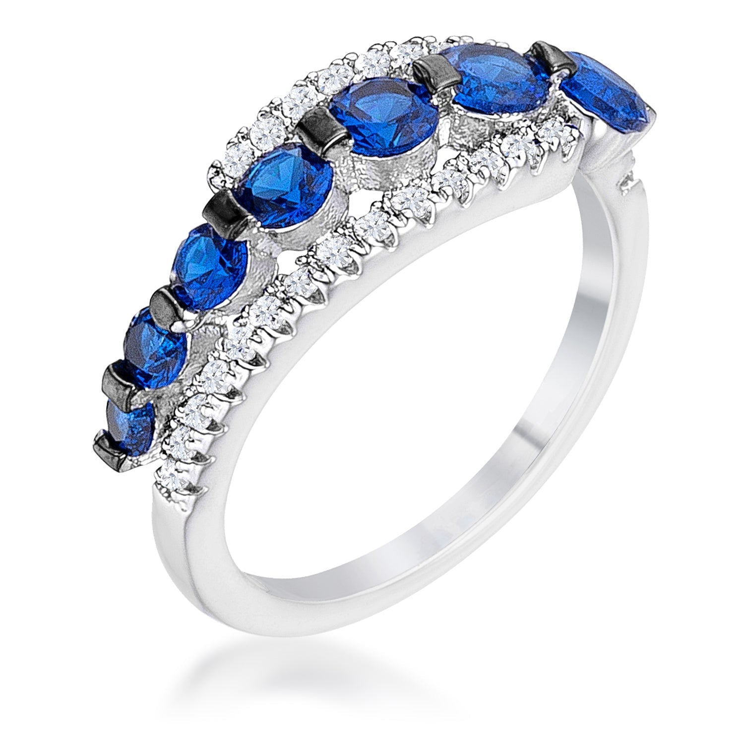 1.06Ct &amp; Hematite Plated Graduated &amp; CZ Half Eternity Ring