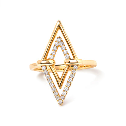 14K Yellow Gold 1/5 Cttw Diamond Double Triangle Ring (G-H Color, SI1-SI2 Clarity) - Size 7 by Bids.com
