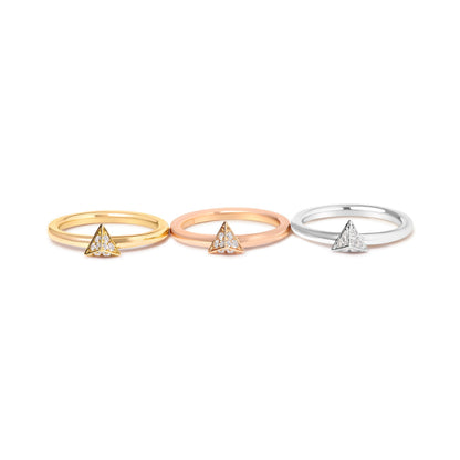 14K Tri Color Gold 1/3 Cttw Diamond Pyramid Stackable Band Ring Set (G-H Color, SI1-SI2 Clarity) - Size 7 