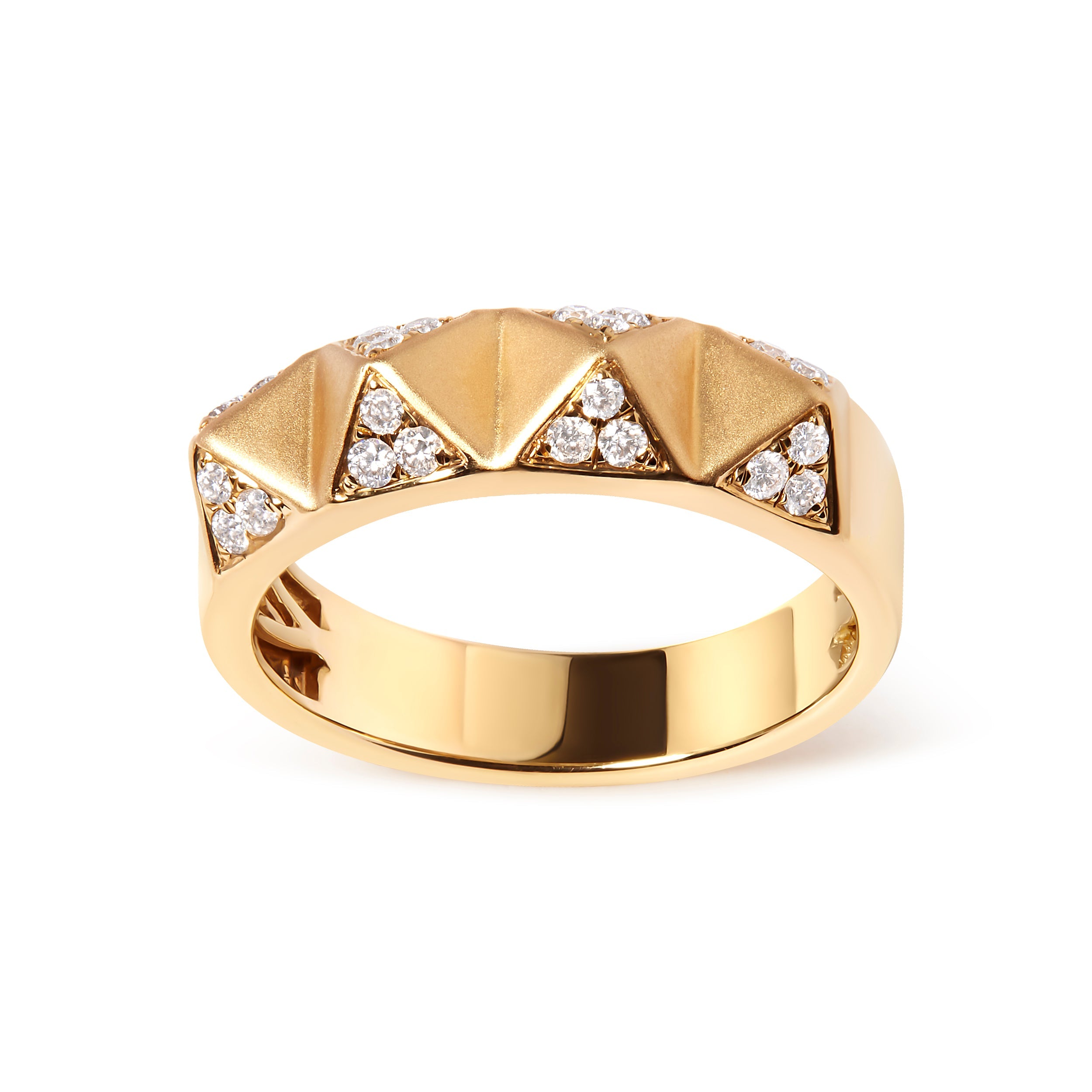 14K Yellow Gold 1/4 Cttw White Diamond Pyramid Band Ring (G-H Color, SI1-SI2 Clarity)- Size 7 by Bids.com