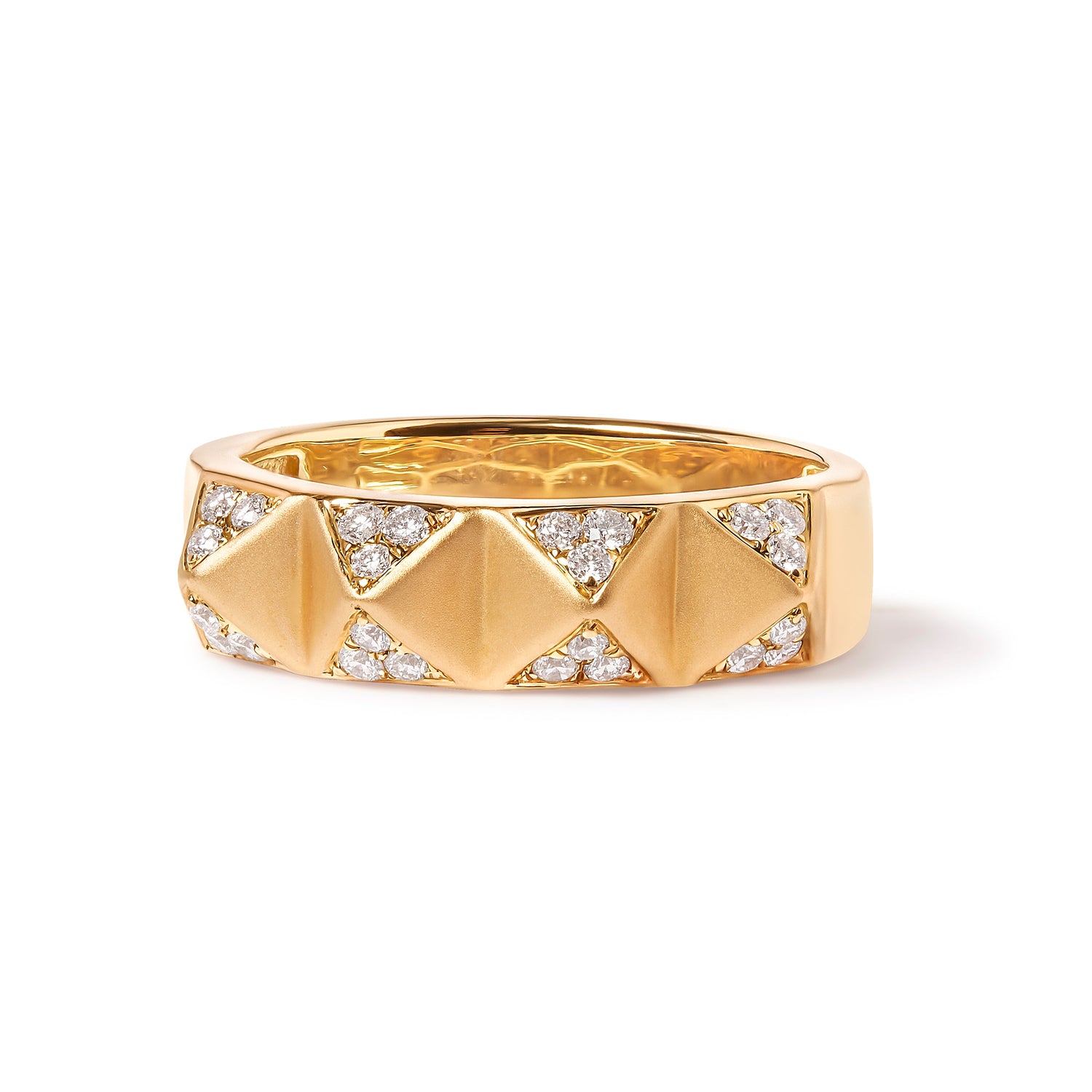 14K Yellow Gold 1/4 Cttw White Diamond Pyramid Band Ring (G-H Color, SI1-SI2 Clarity)- Size 7 by Bids.com