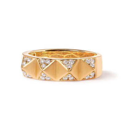 14K Yellow Gold 1/4 Cttw White Diamond Pyramid Band Ring (G-H Color, SI1-SI2 Clarity)- Size 7 by Bids.com