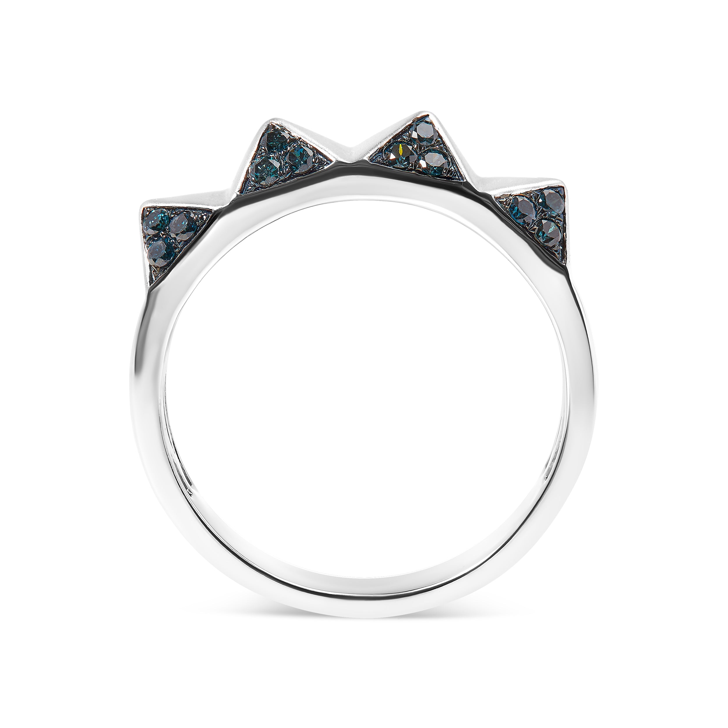 14K White Gold 1/4 Cttw Treated Blue Diamond Pyramid Band Ring (Blue Color, SI1-SI2 Clarity)- Size 7 by Bids.com