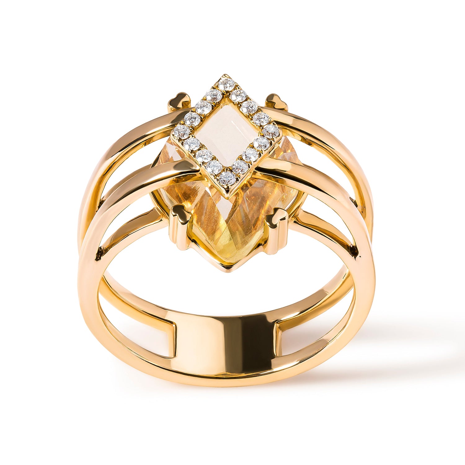 14K Yellow Gold 15x15 MM Marquise Cut Yellow Topaz and Diamond Accent Statement Cocktail Ring (G-H Color, SI1-SI2 Clarity) by Bids.com