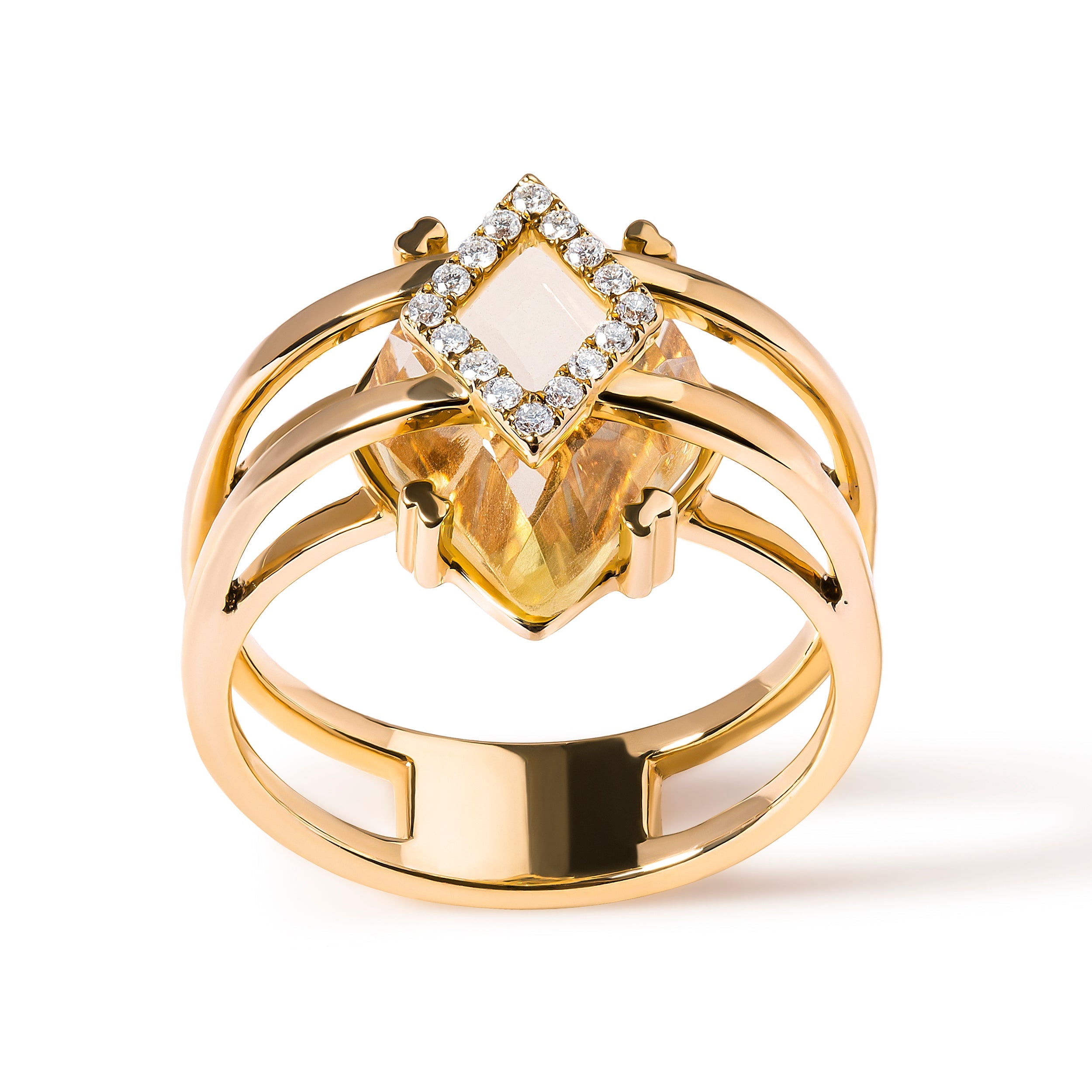 14K Yellow Gold 15x15 MM Marquise Cut Yellow Topaz and Diamond Accent Statement Cocktail Ring (G-H Color, SI1-SI2 Clarity) by Bids.com