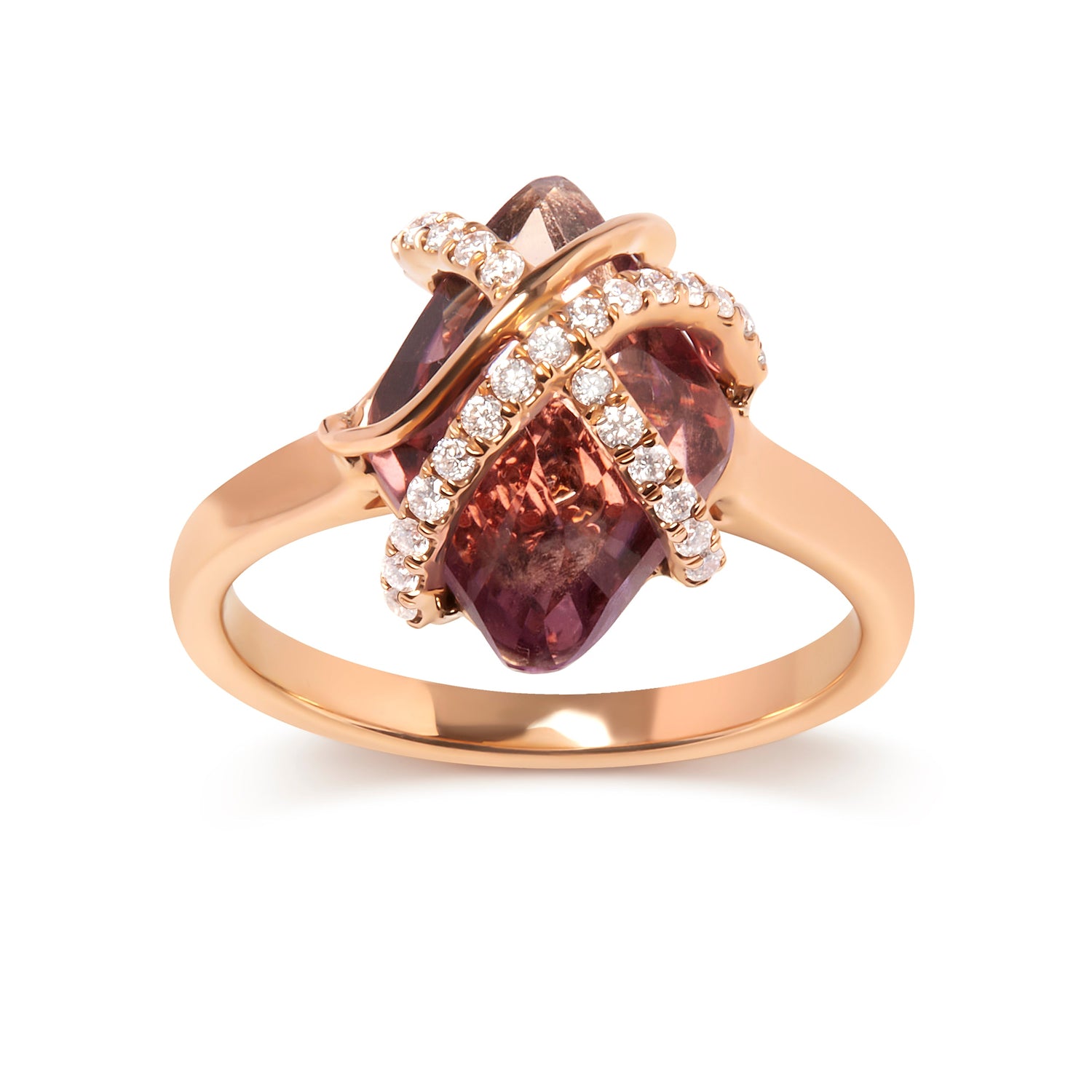 14K Rose Gold 1/5 Cttw Diamond Wrapped 15x15 MM Purple Amethyst Cocktail Ring (G-H Color, SI1-SI2 Clarity) by Bids.com