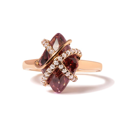 14K Rose Gold 1/5 Cttw Diamond Wrapped 15x15 MM Purple Amethyst Cocktail Ring (G-H Color, SI1-SI2 Clarity) by Bids.com