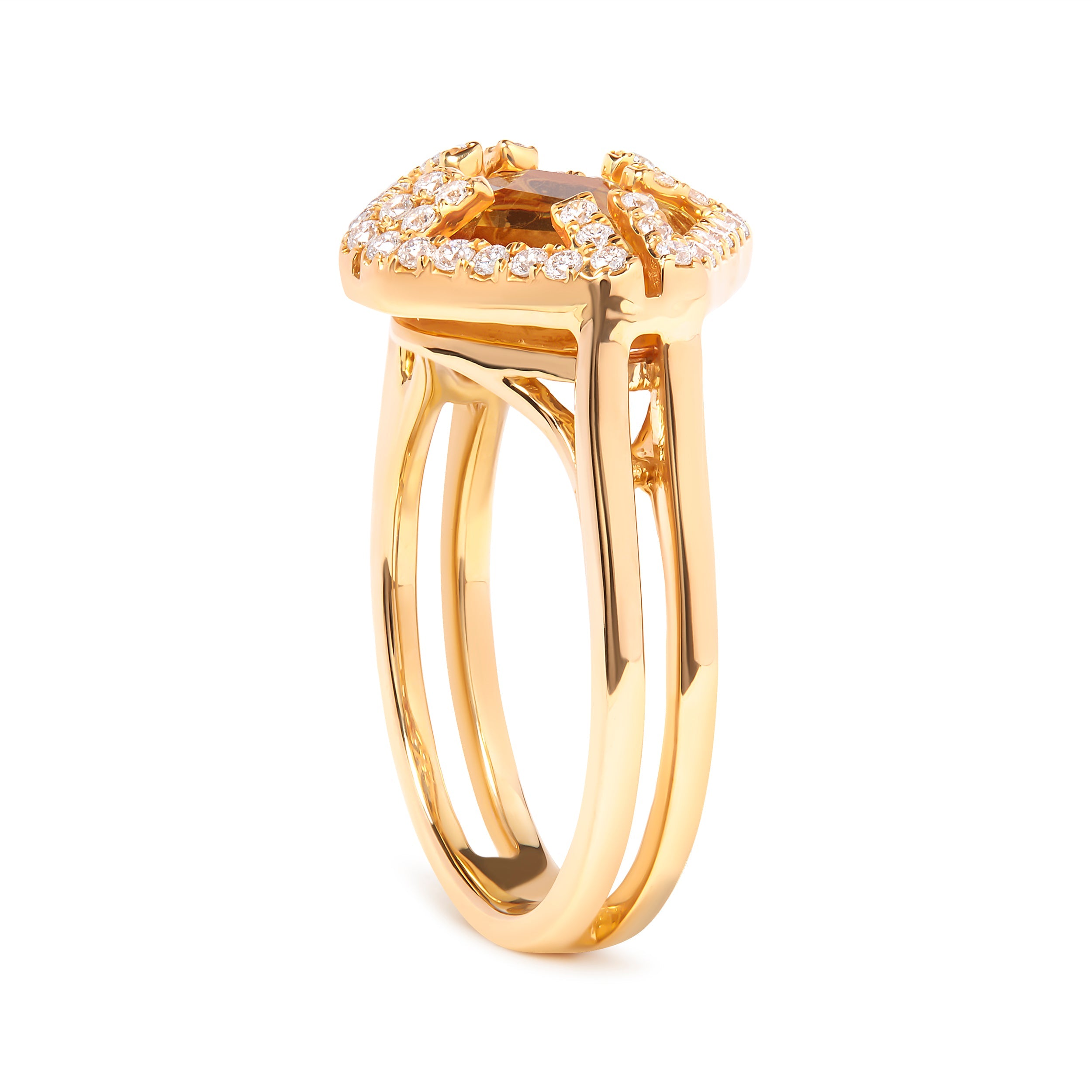 14K Yellow Gold Marquise-Cut Yellow Citrine and 1/3 Cttw Diamond Halo Cocktail Ring (G-H Color, SI1-SI2 Clarity) - Size 7 by Bids.com
