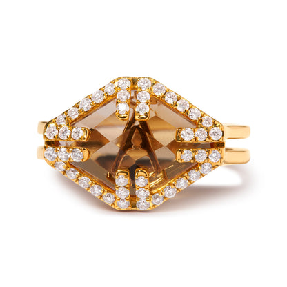 14K Yellow Gold Marquise-Cut Yellow Citrine and 1/3 Cttw Diamond Halo Cocktail Ring (G-H Color, SI1-SI2 Clarity) - Size 7 by Bids.com
