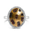 10K Yellow Gold Plated Sterling Silver 1/3 Cttw Oval Mixed Diamond Halo Shield Ring  DestGlow