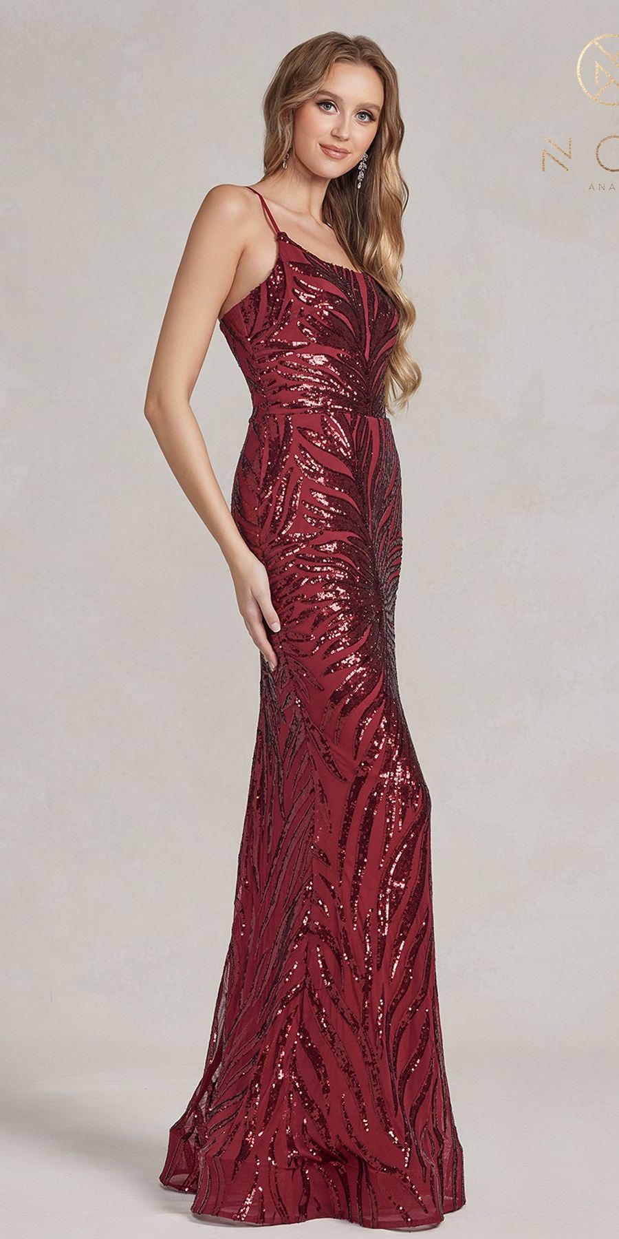 Nox Anabel R1204 Floor Length Fitted Sequin Gown by DiscountDressShop