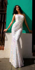Nox Anabel R1308 Long Sequin Floral Print One Shoulder Mermaid Gown by DiscountDressShop