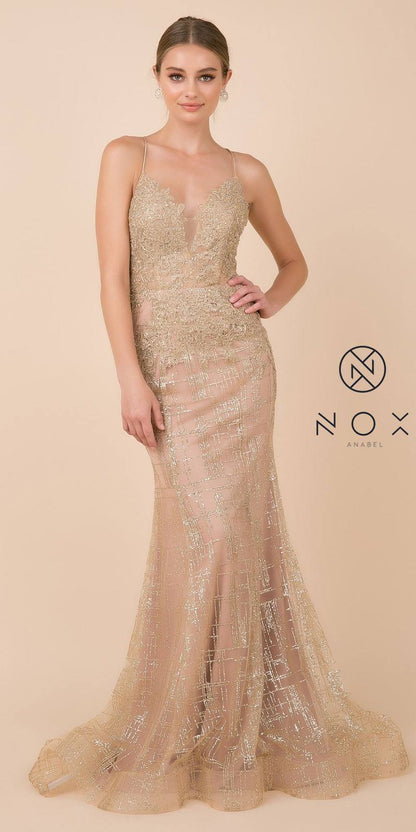 Nox Anabel R282-1 Mermaid Long Dress Corset Open-Back by DiscountDressShop