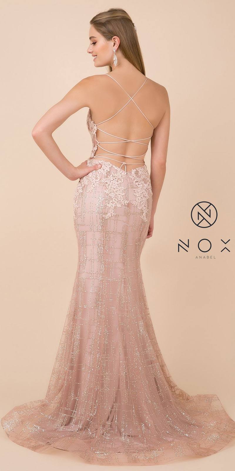 Nox Anabel R282-1 Mermaid Long Dress Corset Open-Back by DiscountDressShop