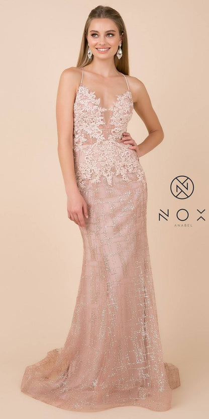Nox Anabel R282-1 Mermaid Long Dress Corset Open-Back by DiscountDressShop