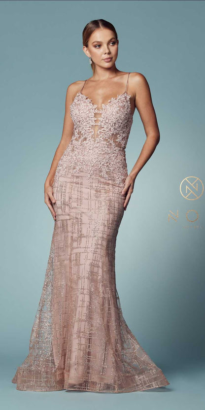 Nox Anabel R282-1 Mermaid Long Dress Corset Open-Back by DiscountDressShop