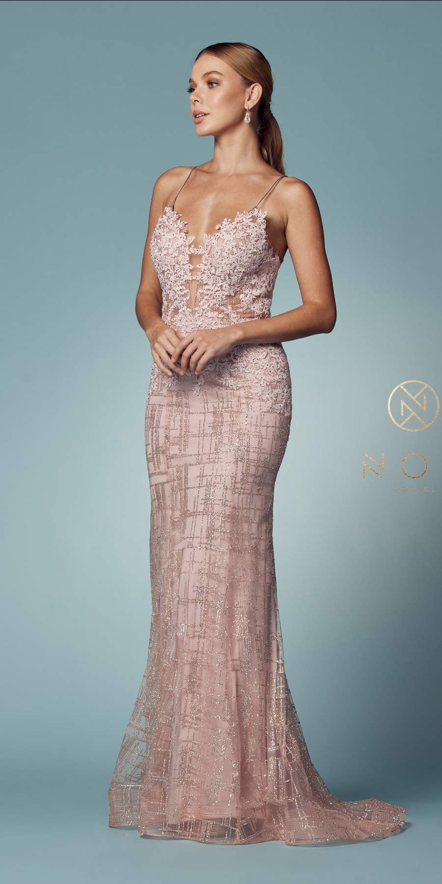 Nox Anabel R282-1 Mermaid Long Dress Corset Open-Back by DiscountDressShop