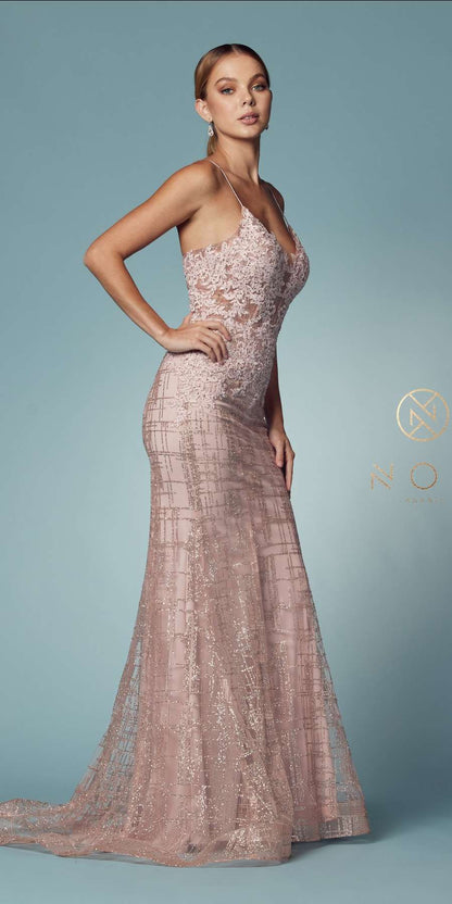 Nox Anabel R282-1 Mermaid Long Dress Corset Open-Back by DiscountDressShop