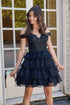 Nox Anabel R877 Dress Short A-Line Off the Shoulder Tiered Skirt by DiscountDressShop