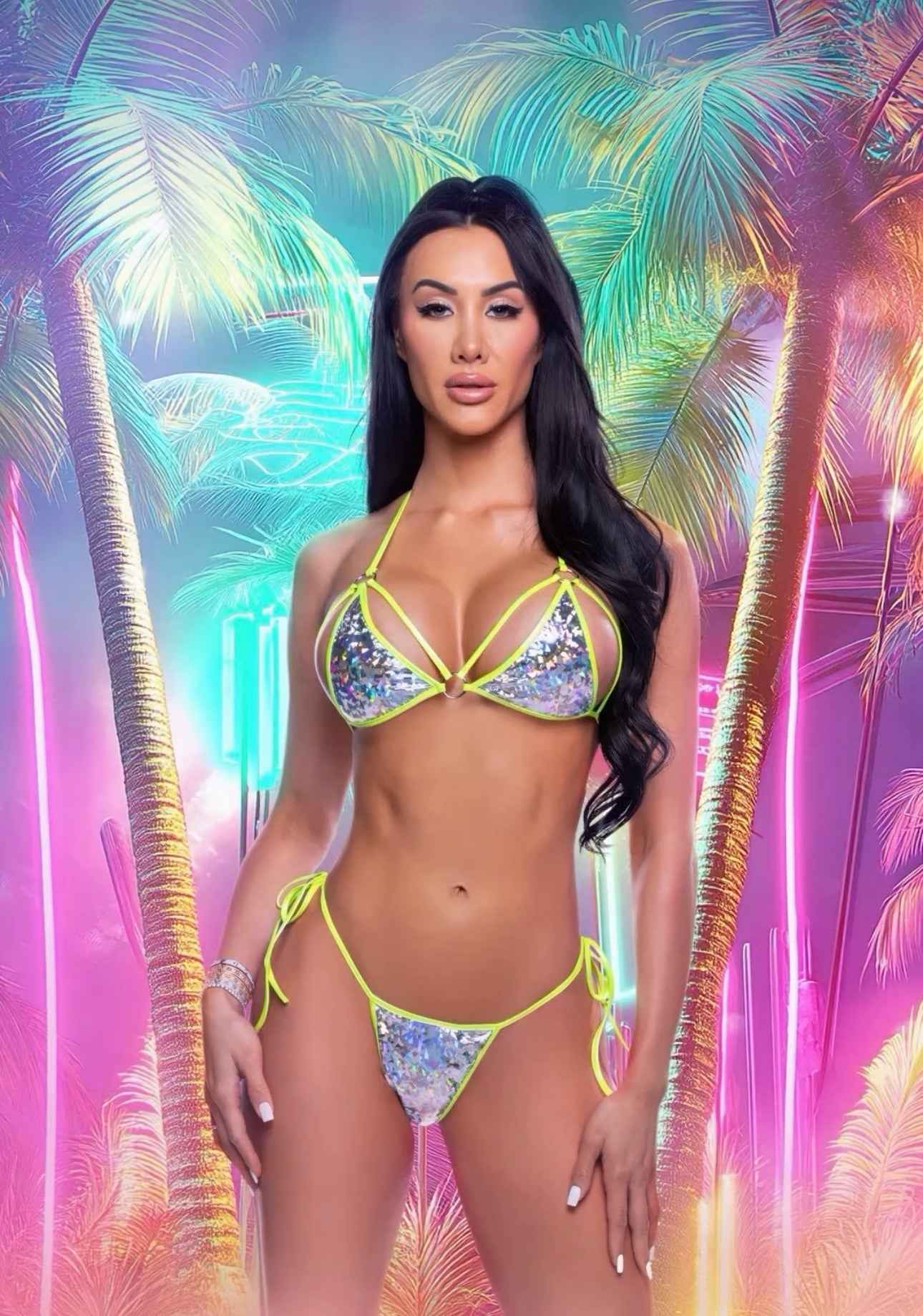 2PC Metallic Foil Bikini Set