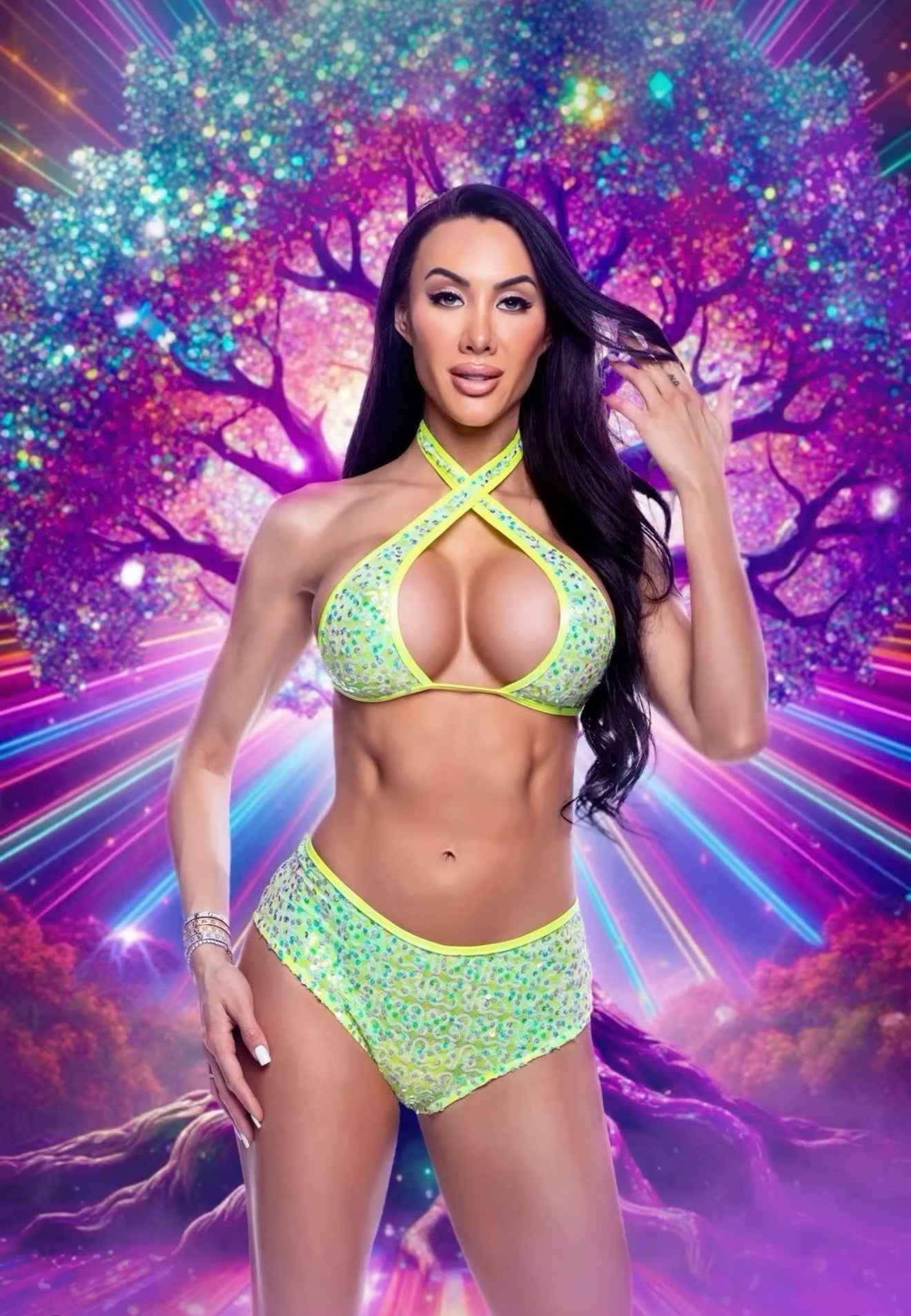 Criss-Cross Sequin Top