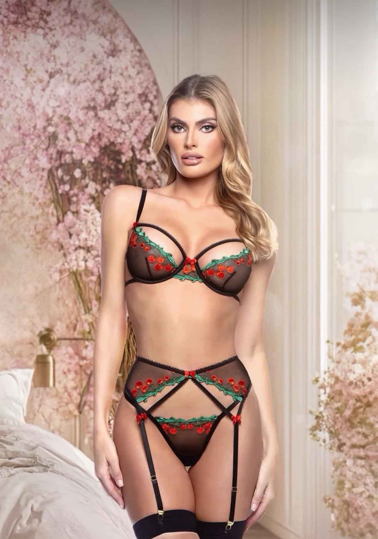 Cherry Delight 3pc Garter Set